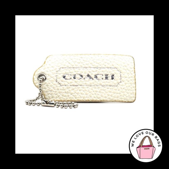 LIMITED EDITION 2.5" COACH White Pebbled Leather Fob Bag Charm Keychain Hang Tag - Picture 1 of 2